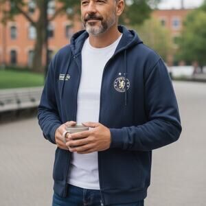 AWDis Chelsea Pullover Hoodie Full Zip Hooded Sweatshirt Sweat Shirt Medium Blue